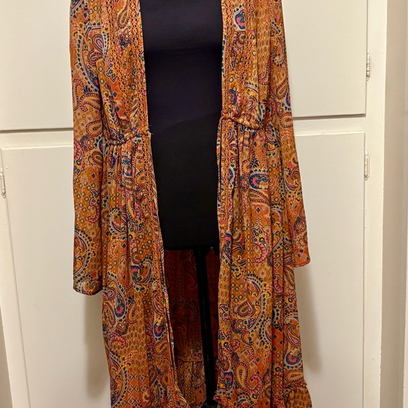 Paisley Print Orange Kimono - Picture 10 of 11